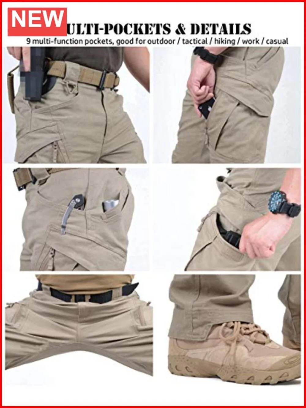 Men's Military Cargo Tactical Pants Ripstop Lightweight Cotton Stretch Combat